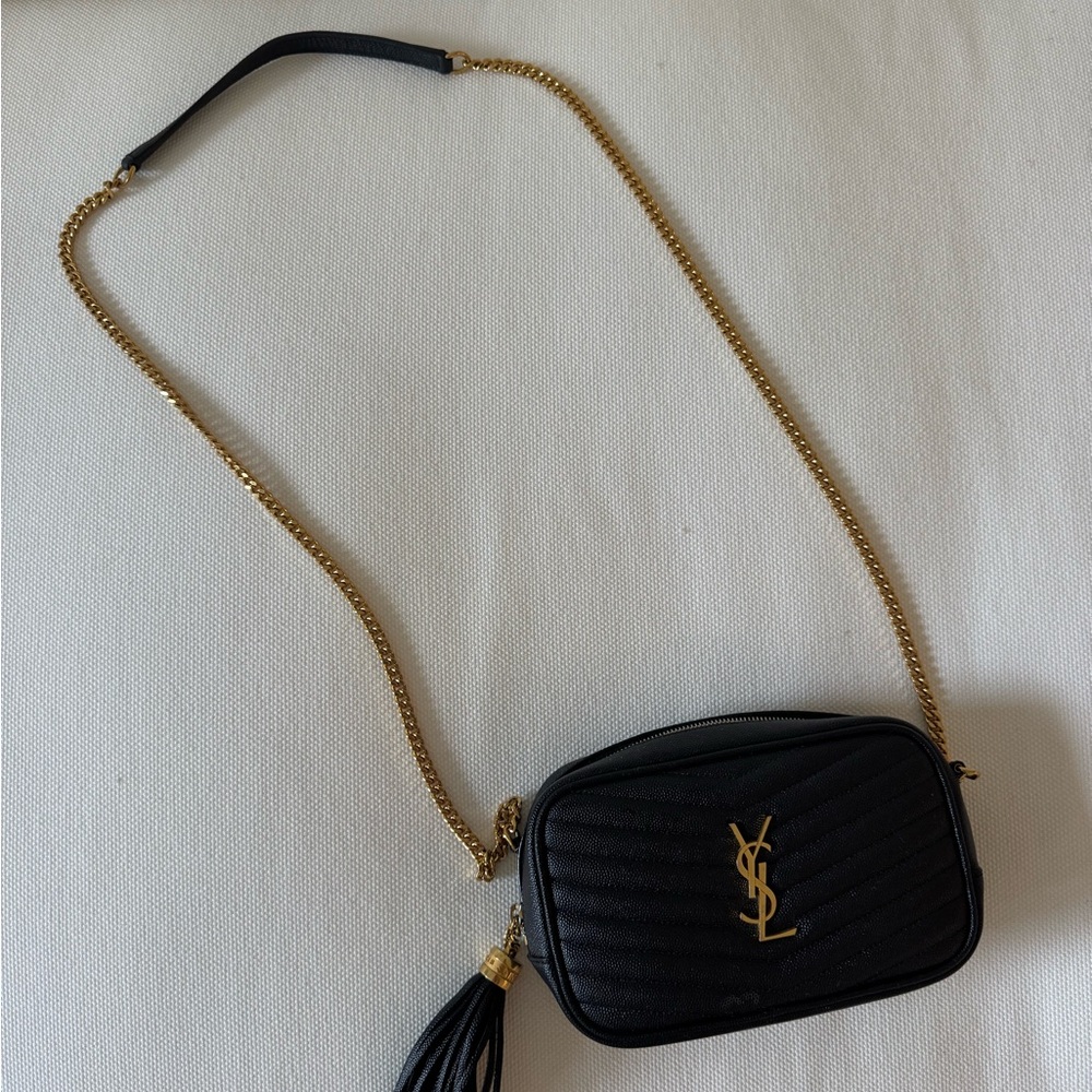 Yves Saint Laurent Lou Mini Black Quilted Leather Crossbody Bag